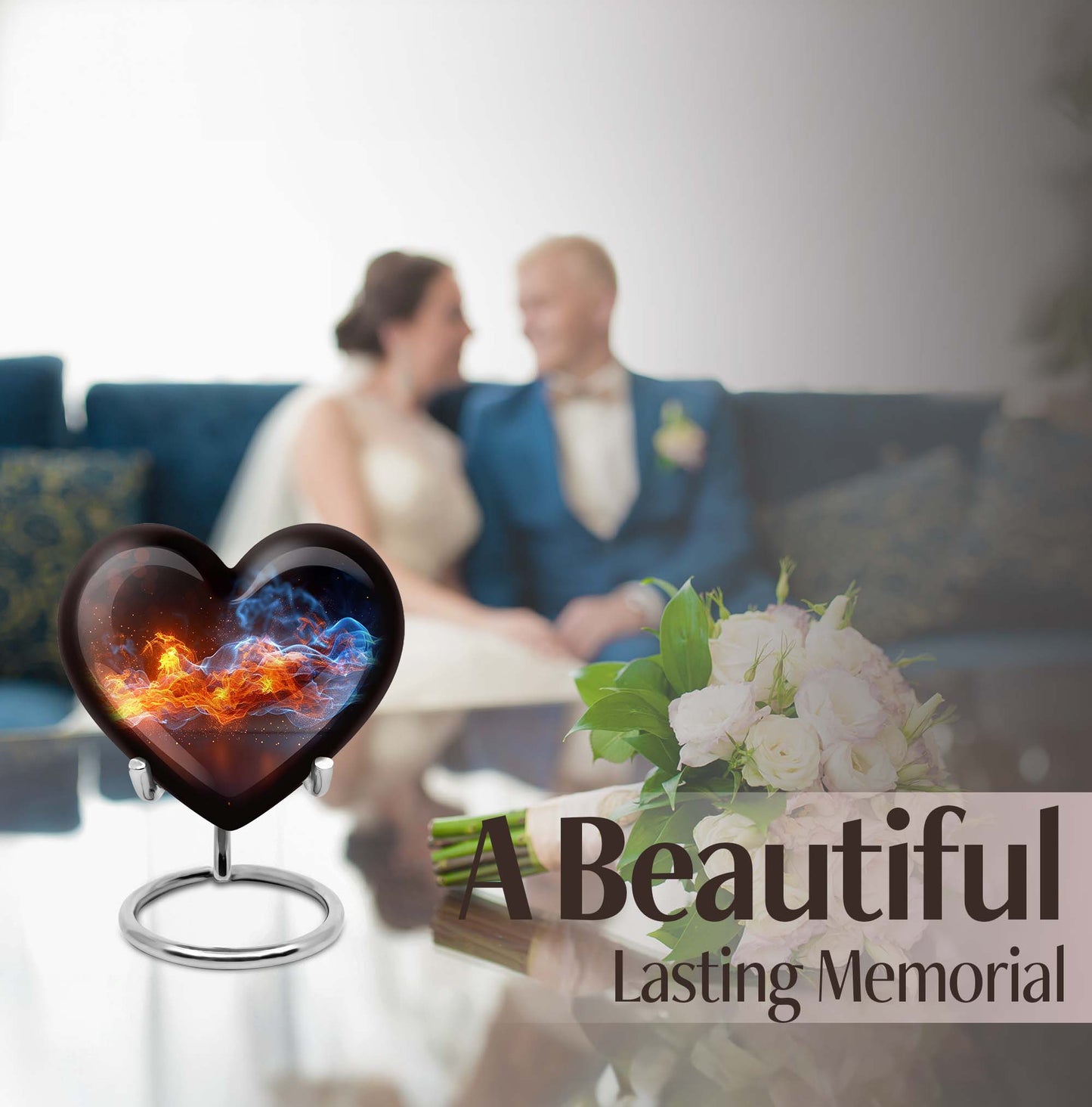 fire urn with heart design