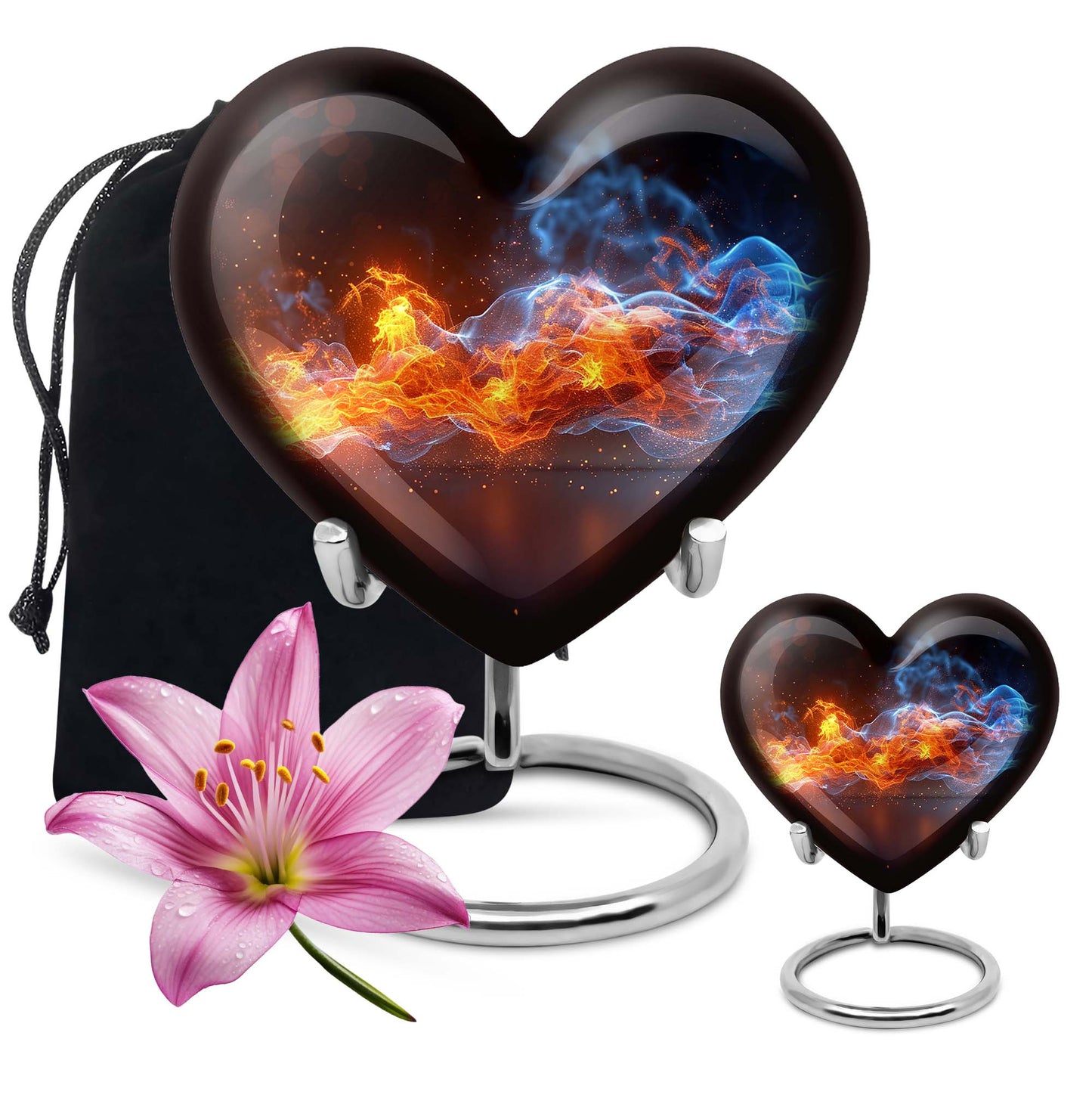 fire urn with heart design