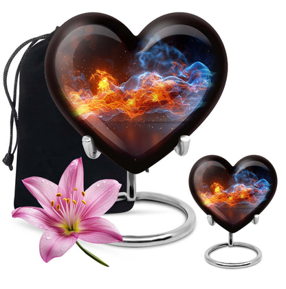 fire urn with heart design