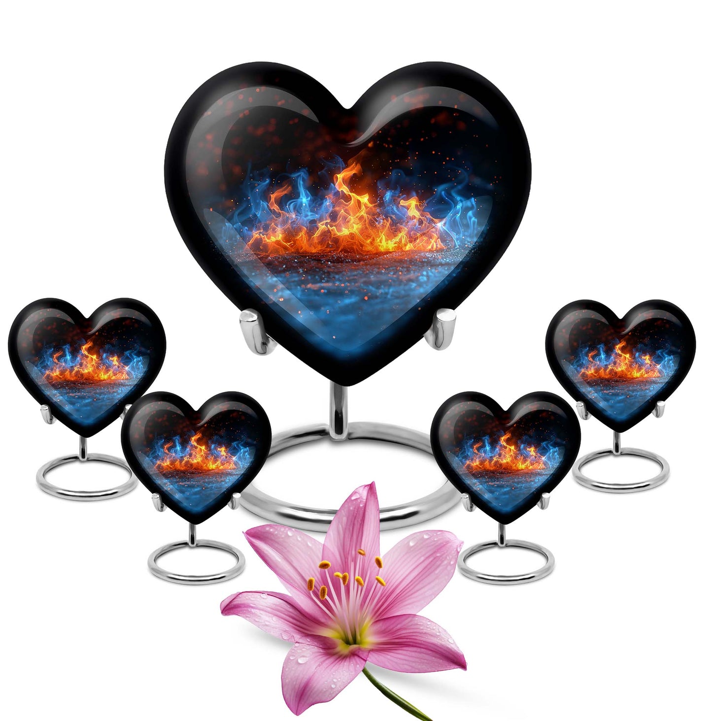  heart-shaped fire urn