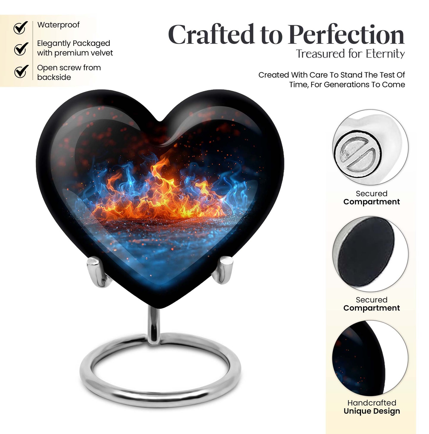  heart-shaped fire urn