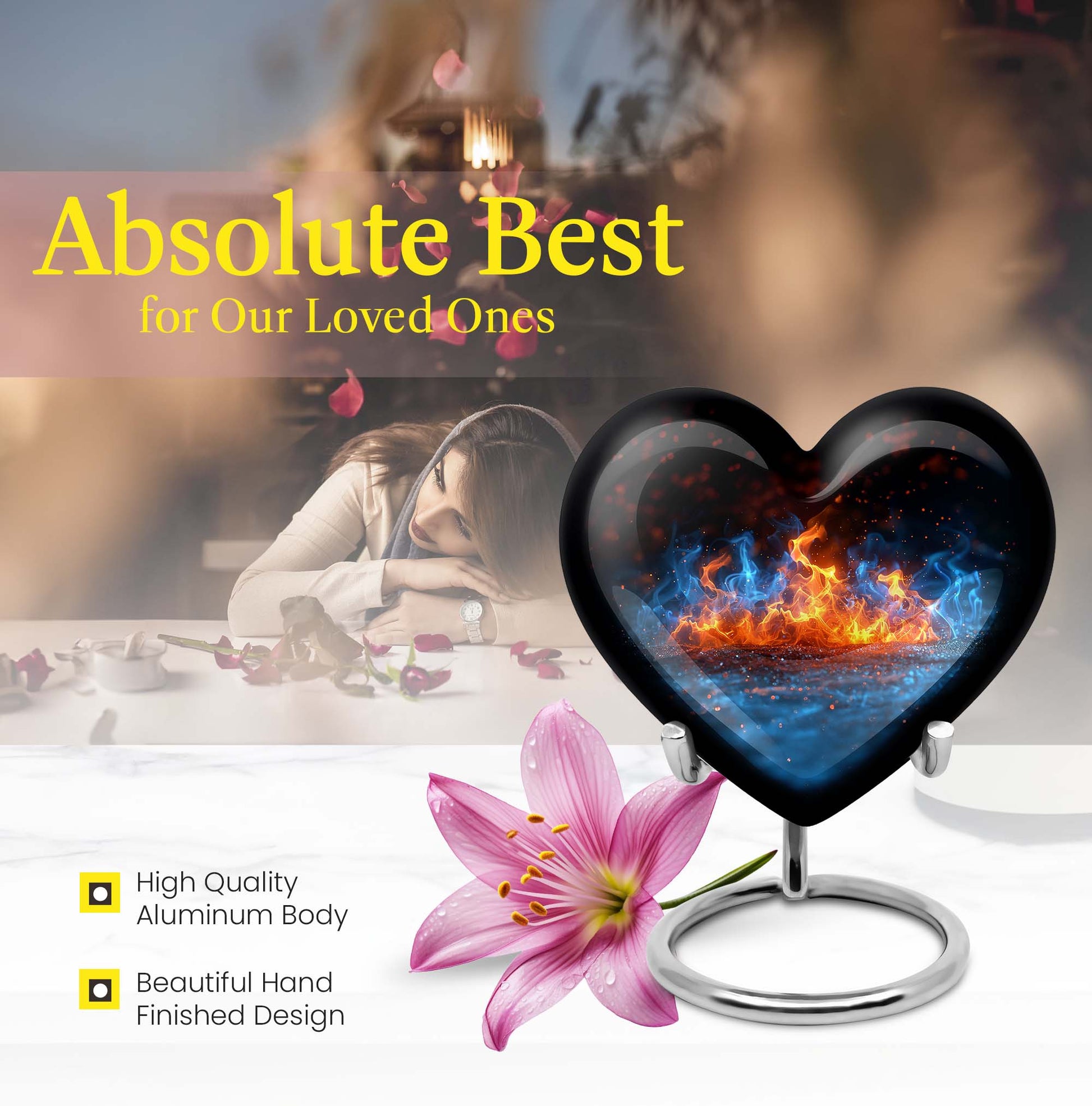  heart-shaped fire urn