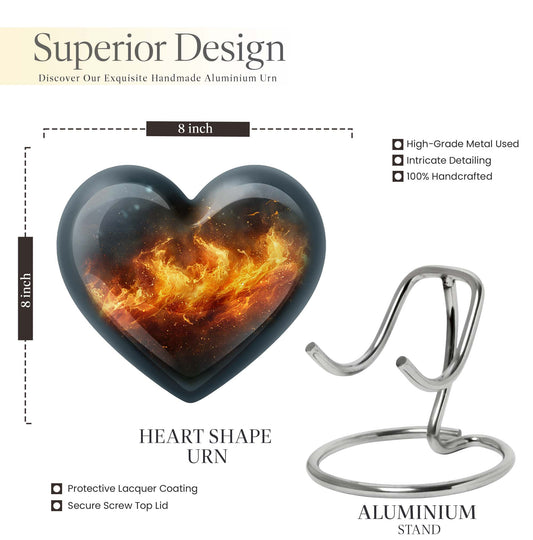 10-inch heart cremation urn, crafted 