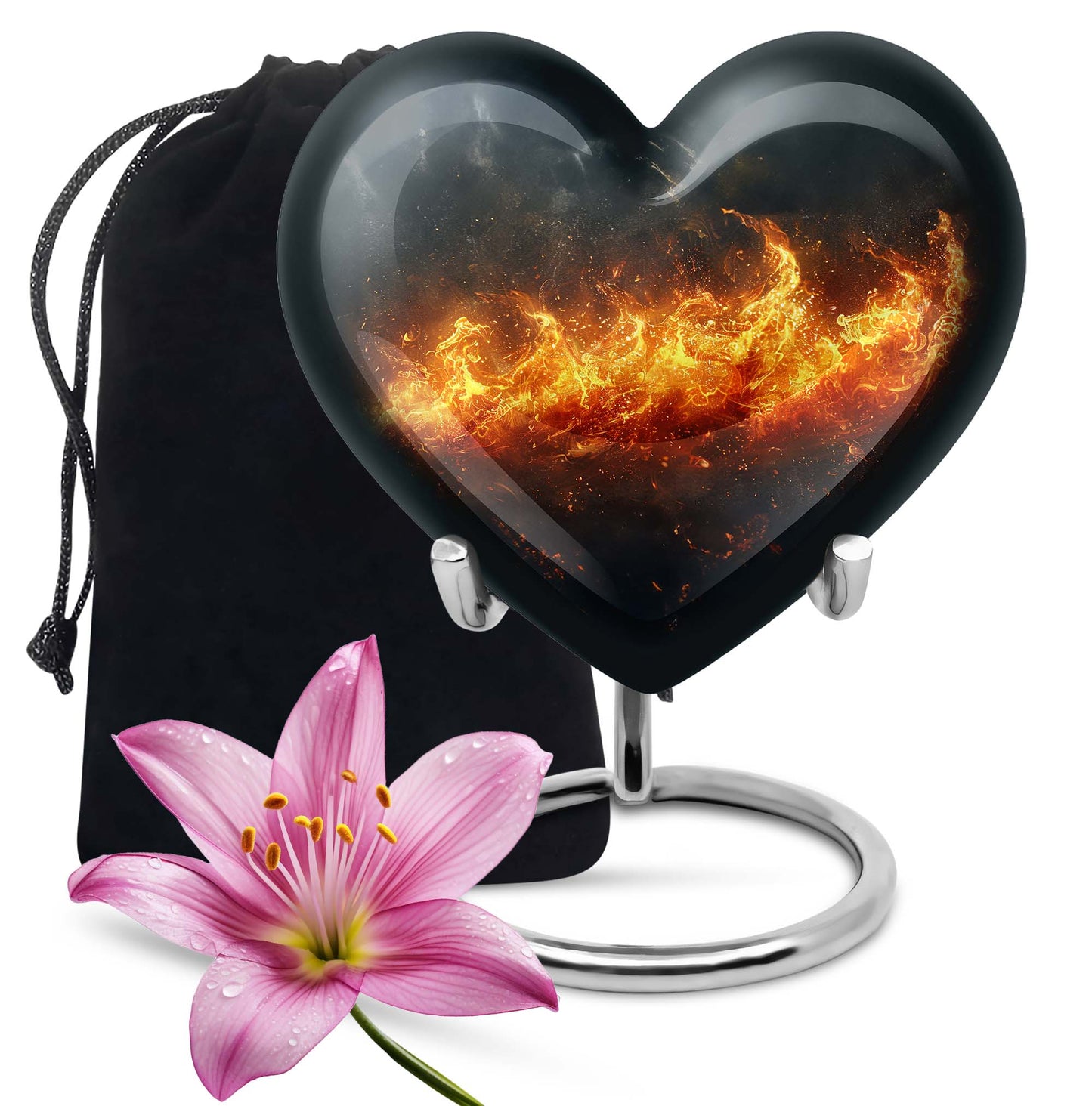 heart-shaped fire urn
