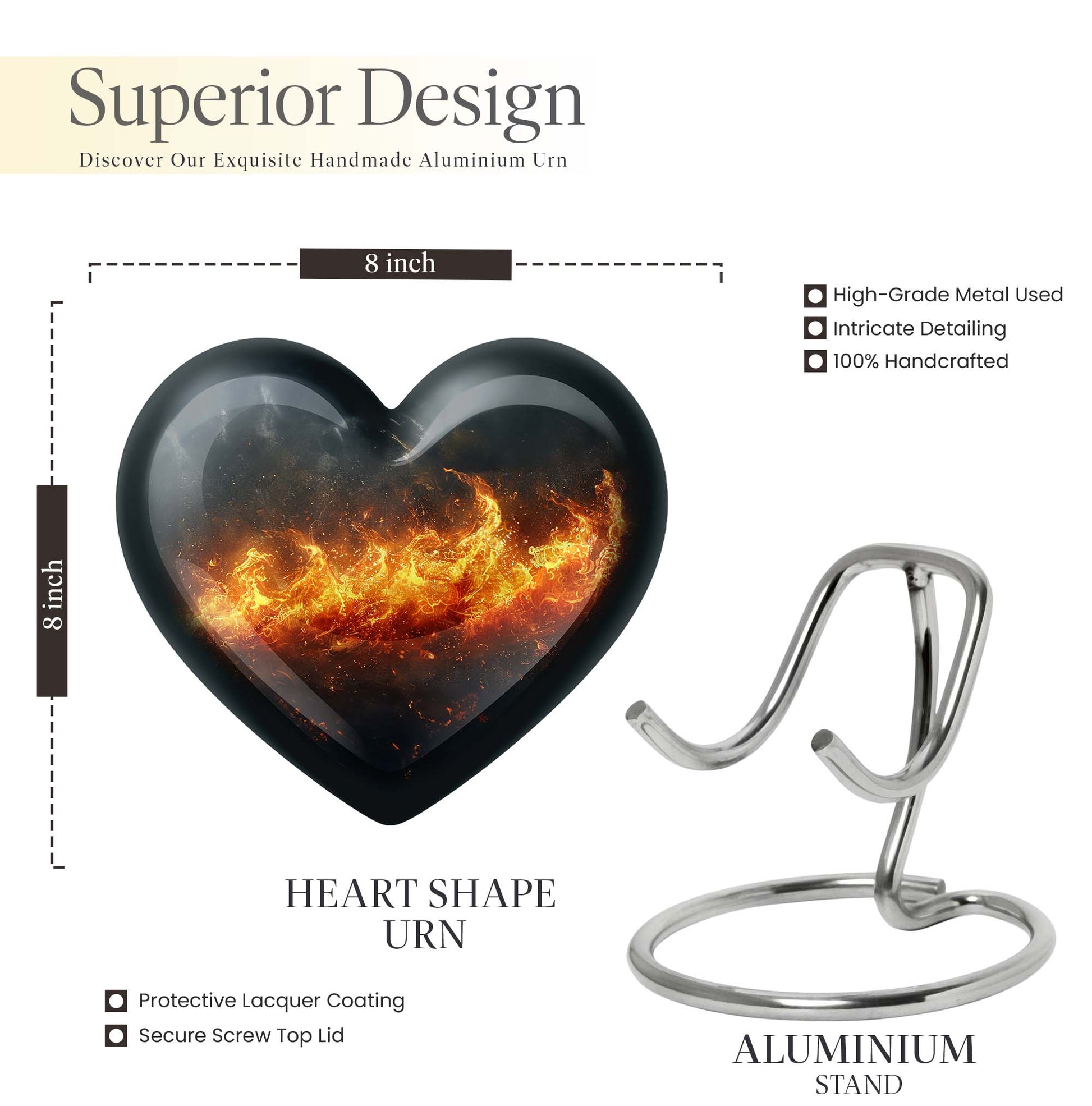 heart-shaped fire urn
