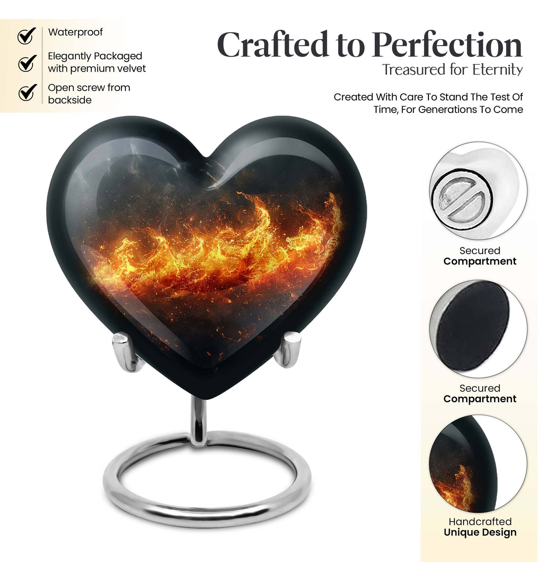 heart-shaped fire urn