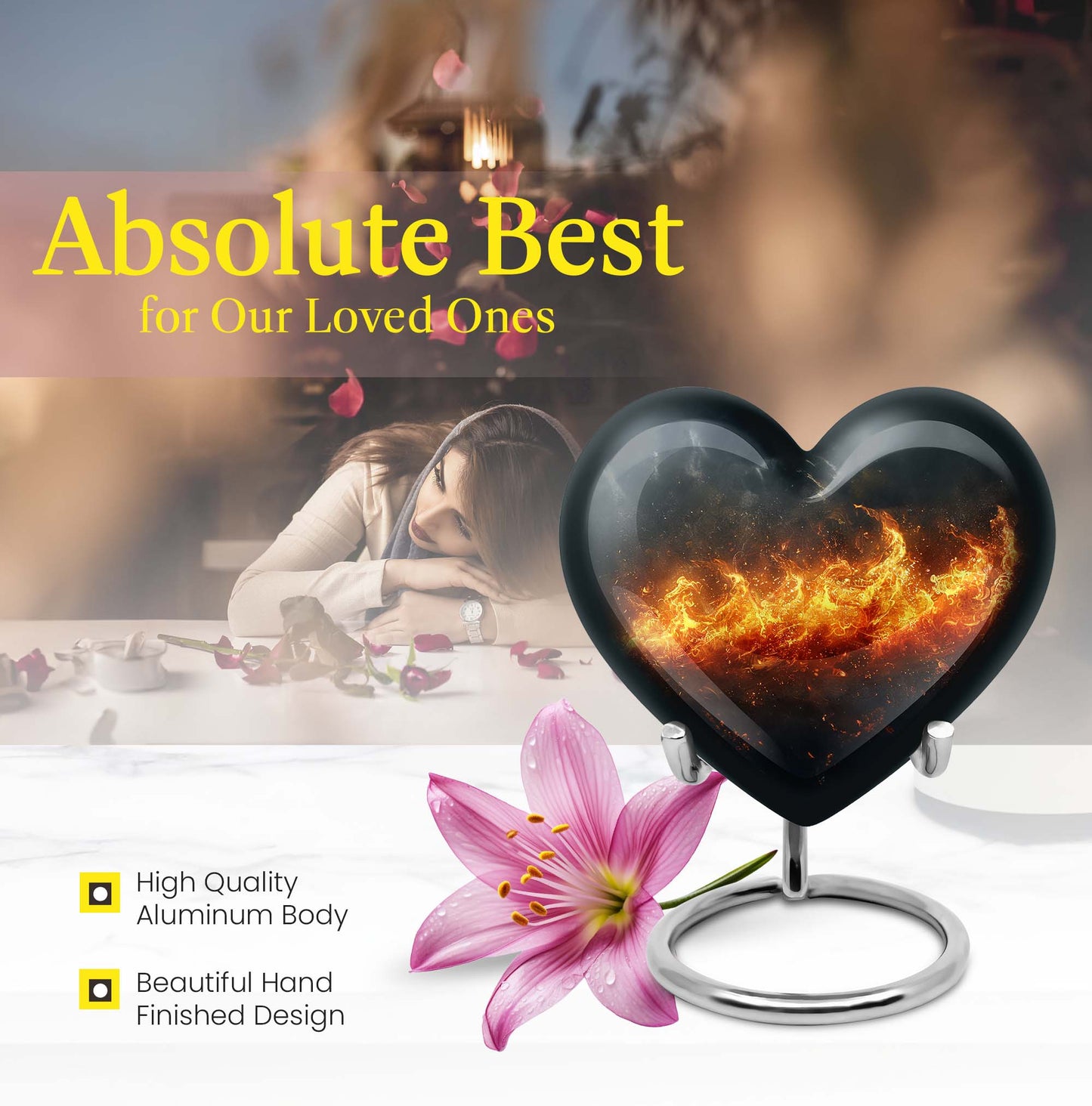 heart-shaped fire urn
