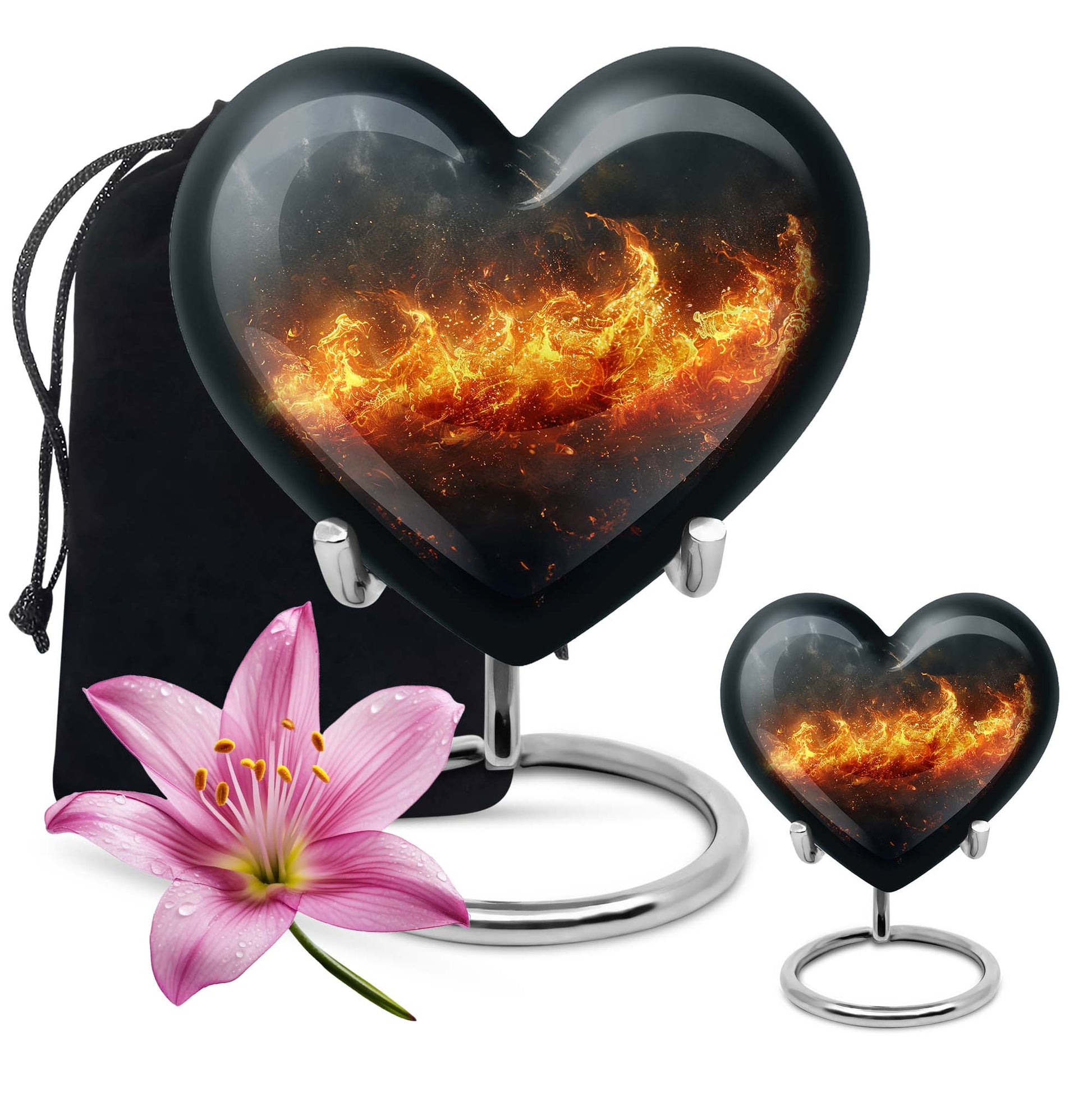 heart-shaped fire urn