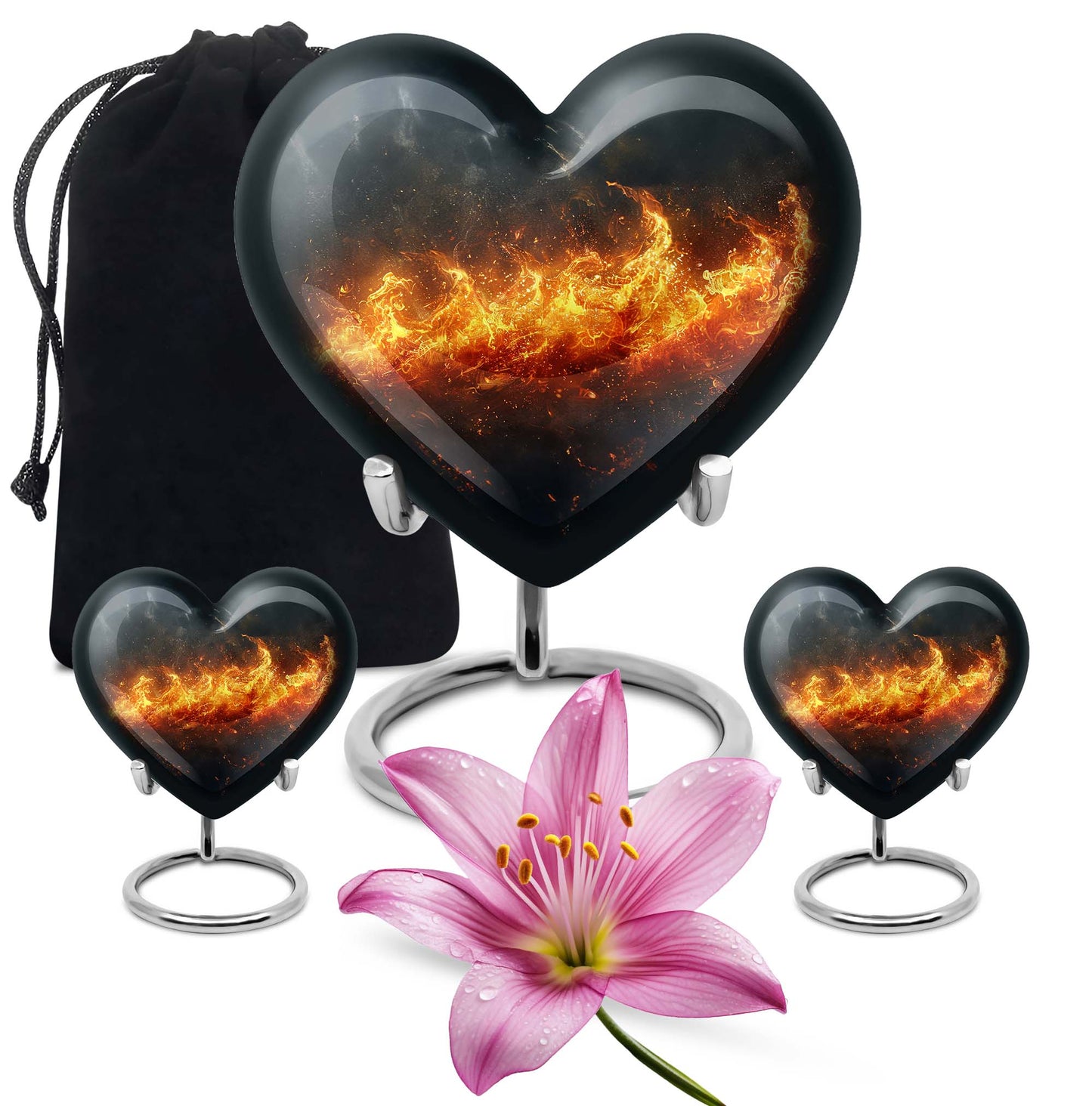 heart-shaped fire urn