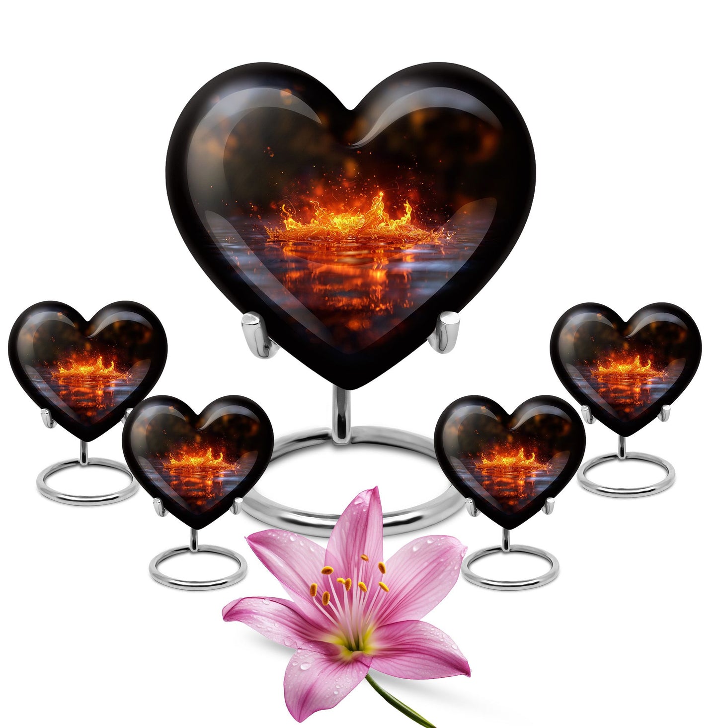 heart-shaped fire urn for cremation ashes