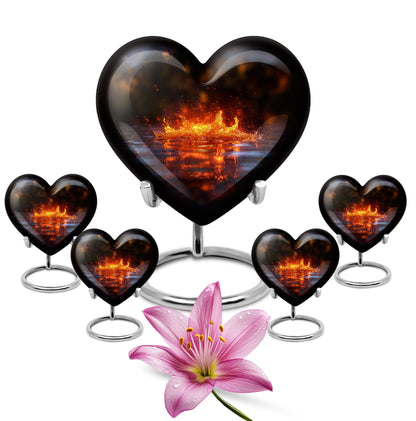 heart-shaped fire urn for cremation ashes