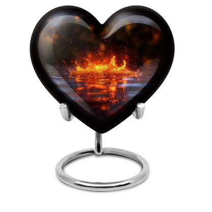 heart-shaped fire urn for cremation ashes