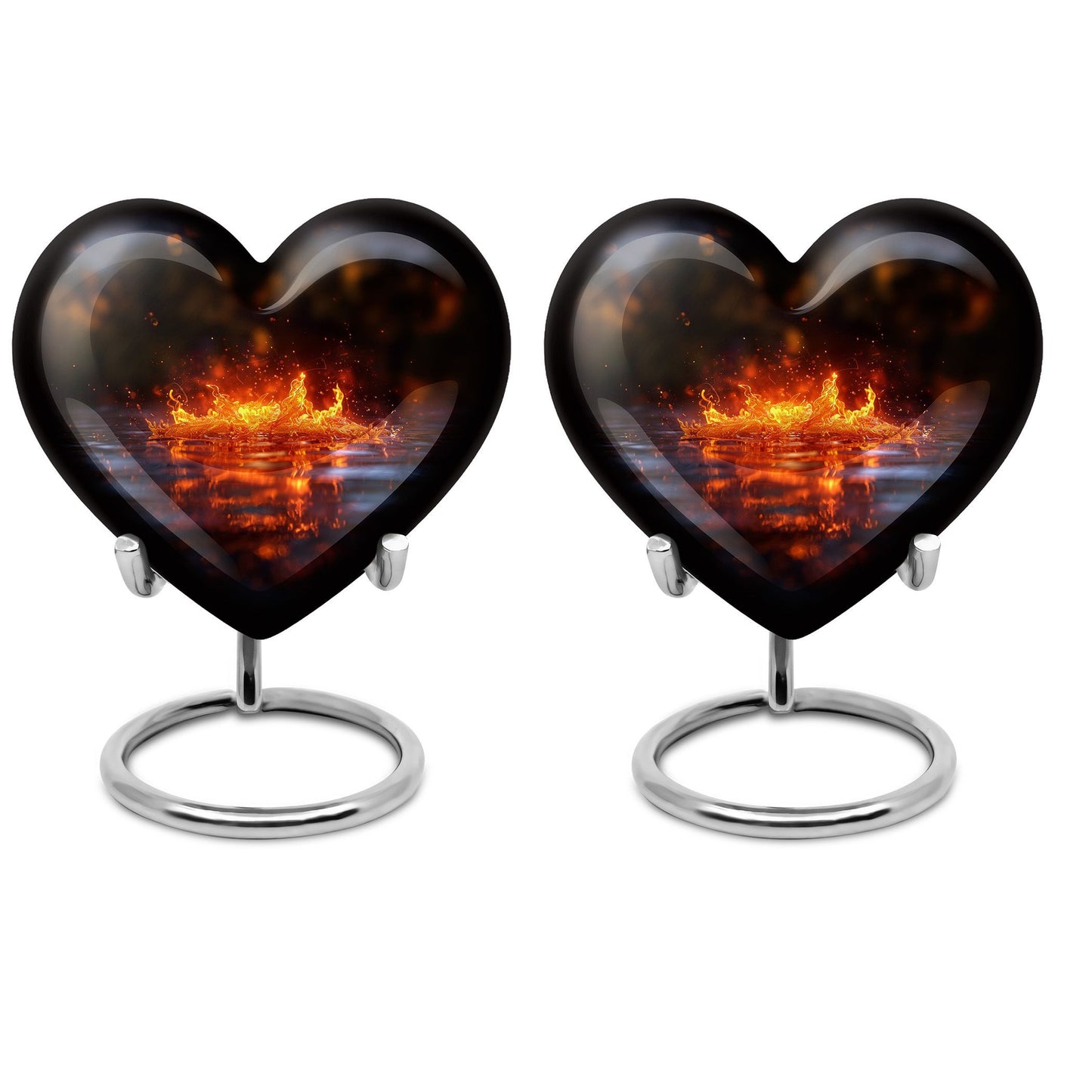 heart-shaped fire urn for cremation ashes