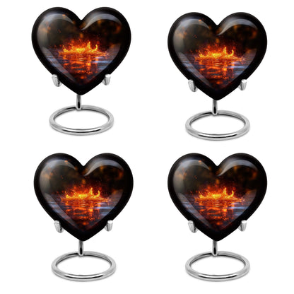 heart-shaped fire urn for cremation ashes