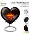 heart-shaped fire urn for cremation ashes