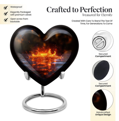 heart-shaped fire urn for cremation ashes