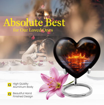 heart-shaped fire urn for cremation ashes
