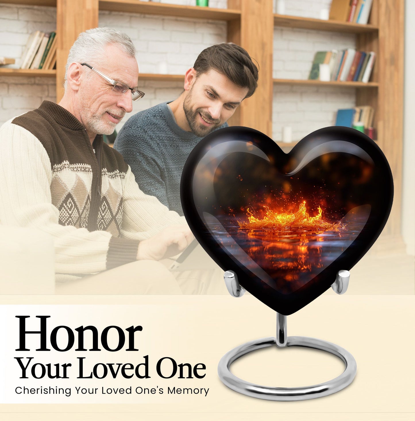 heart-shaped fire urn for cremation ashes