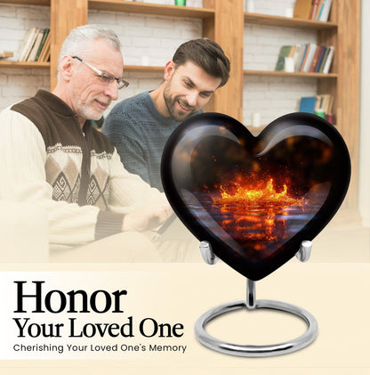 heart-shaped fire urn for cremation ashes