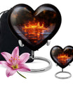 heart-shaped fire urn for cremation ashes