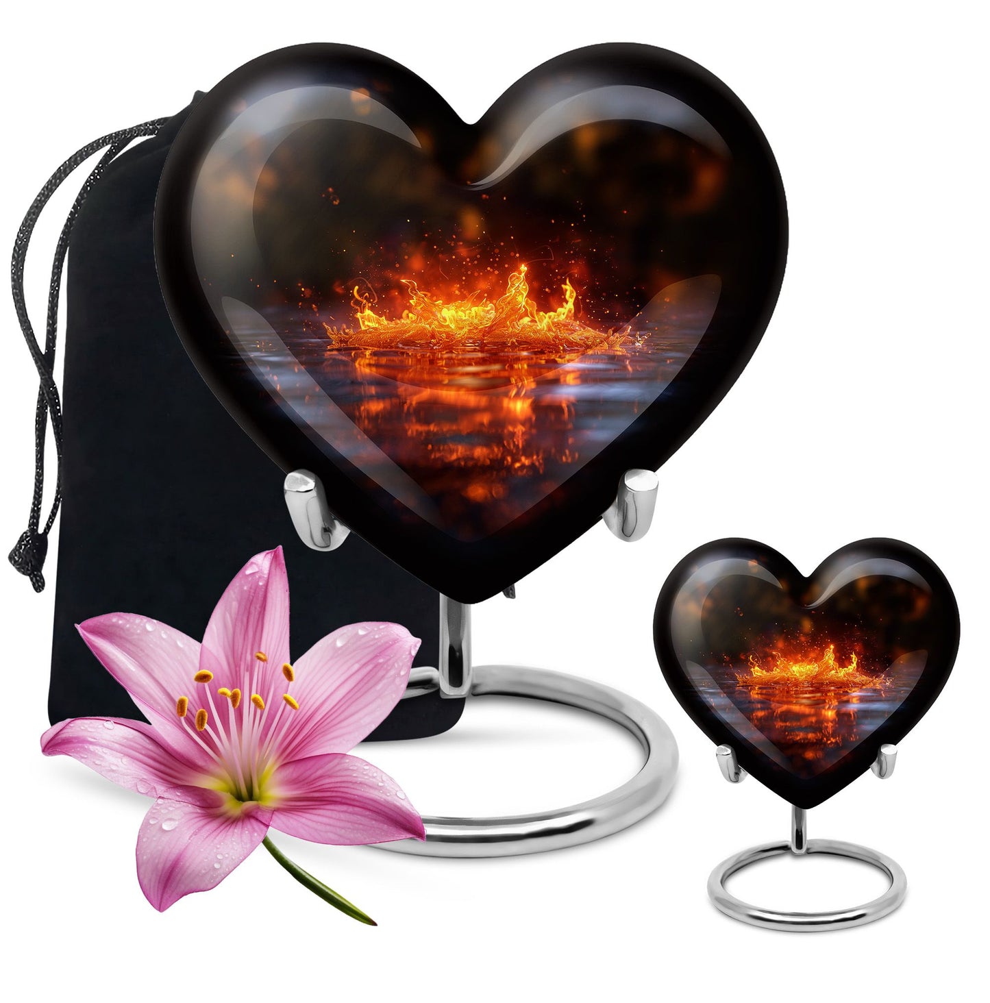 heart-shaped fire urn for cremation ashes