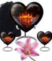heart-shaped fire urn for cremation ashes