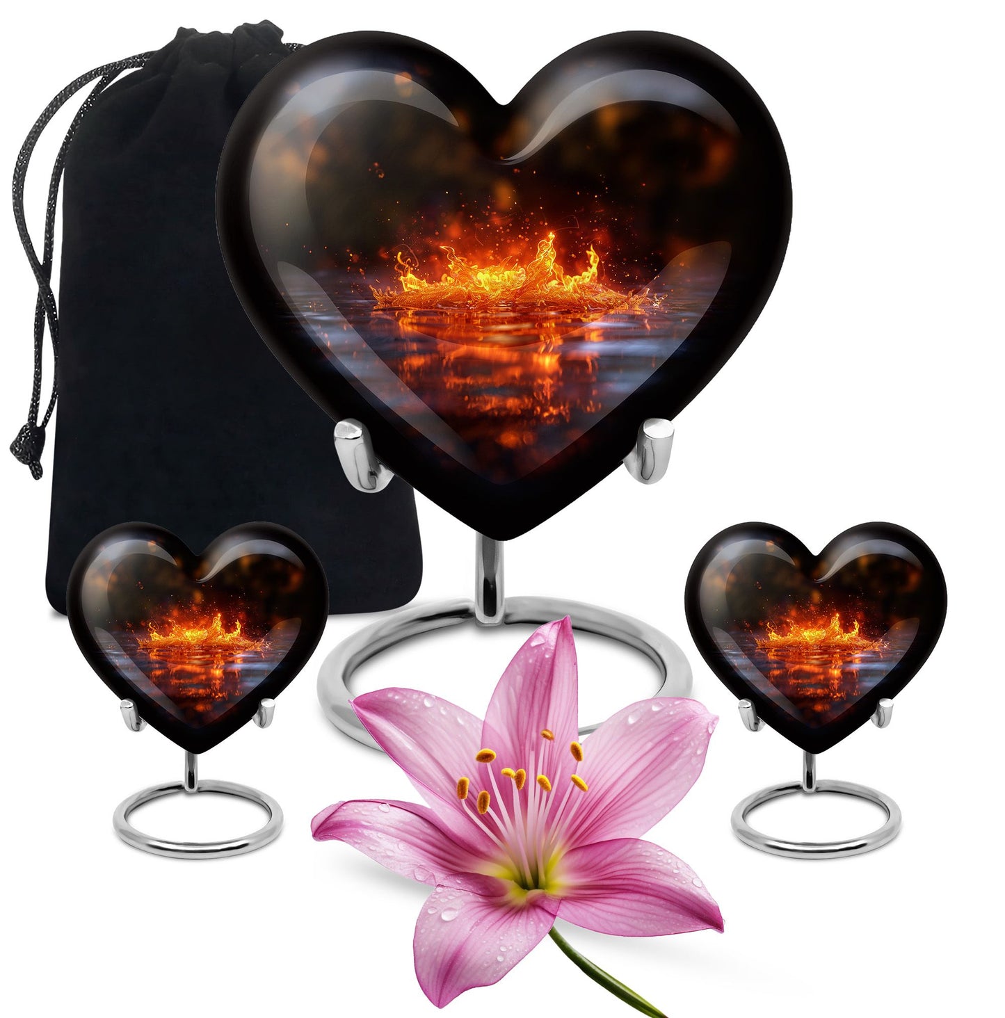 heart-shaped fire urn for cremation ashes