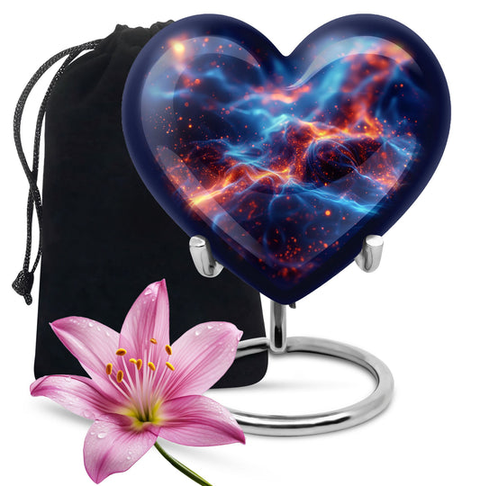 10-inch abstract heart design fire urn, handcrafted 