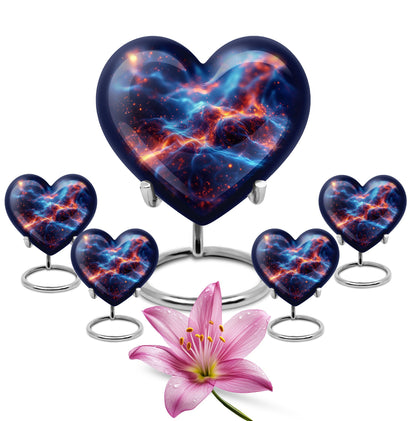 10-inch abstract heart design fire urn, handcrafted 