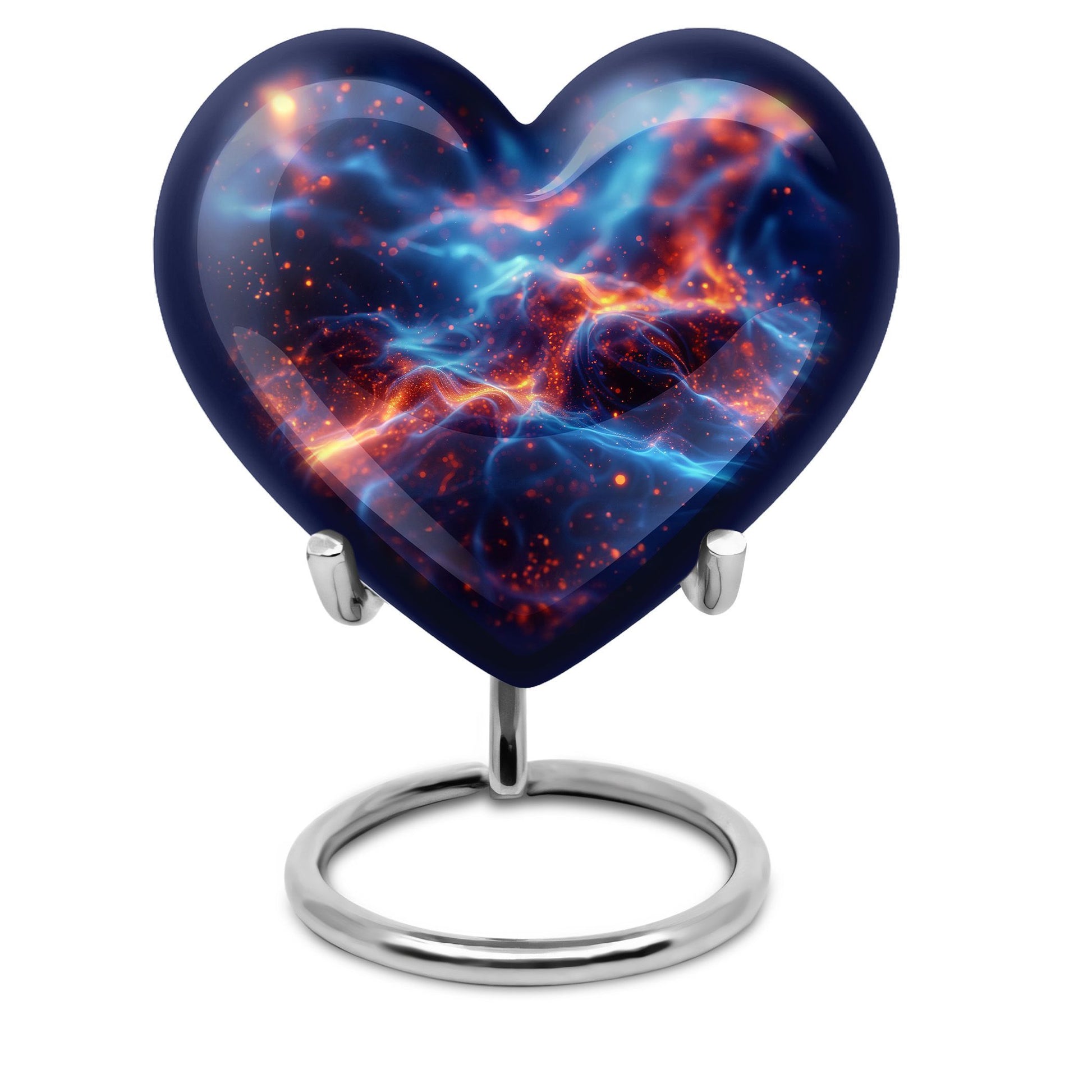 10-inch abstract heart design fire urn, handcrafted 