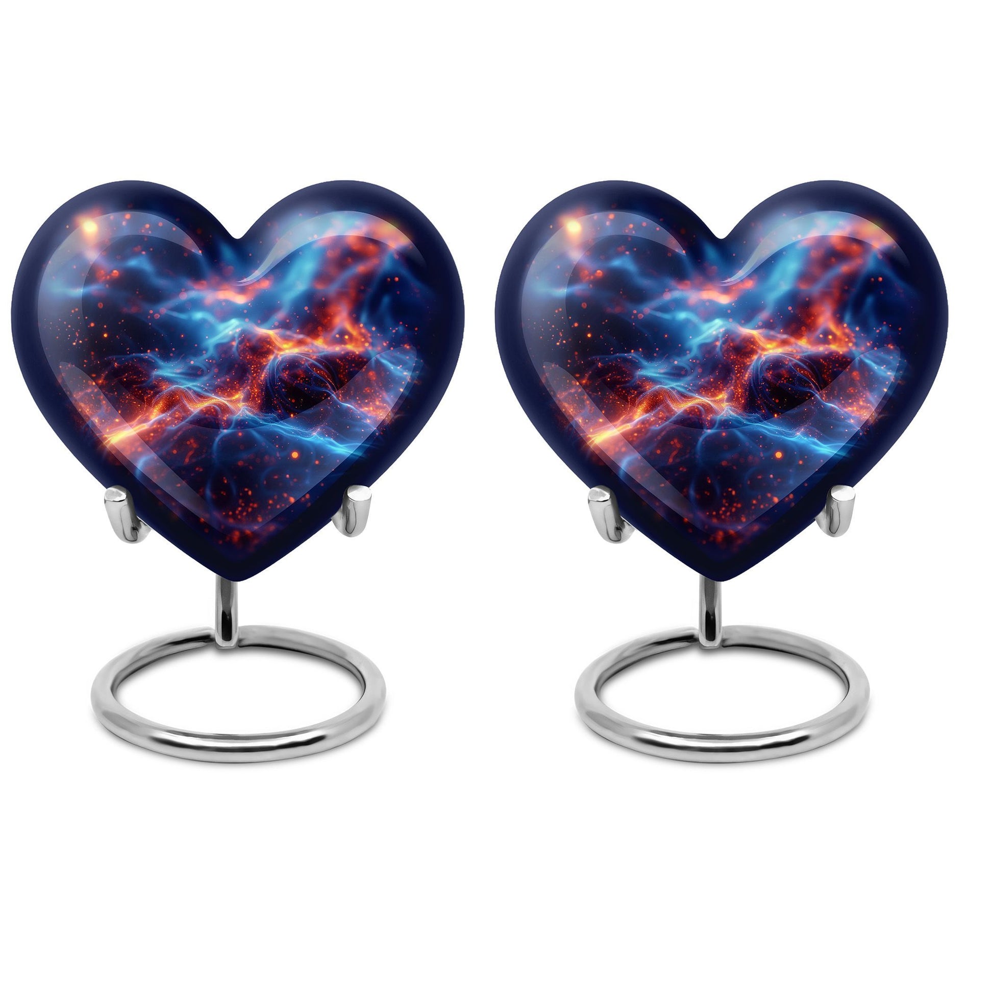 10-inch abstract heart design fire urn, handcrafted 