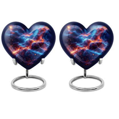 10-inch abstract heart design fire urn, handcrafted 