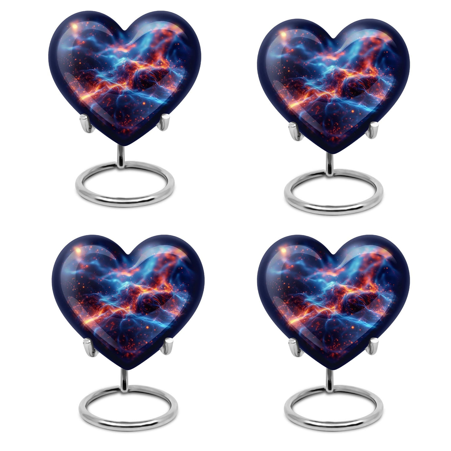 10-inch abstract heart design fire urn, handcrafted 
