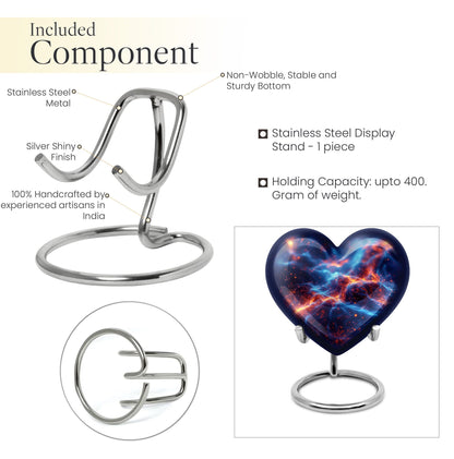 10-inch abstract heart design fire urn, handcrafted 
