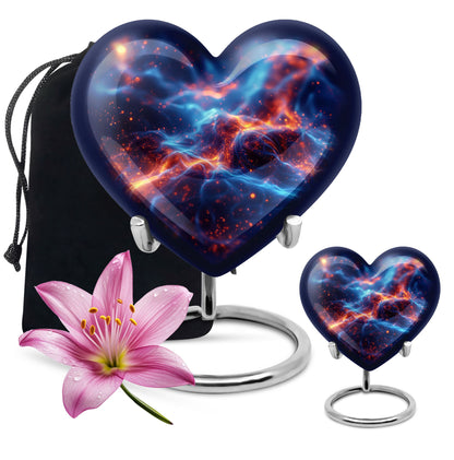 10-inch abstract heart design fire urn, handcrafted 