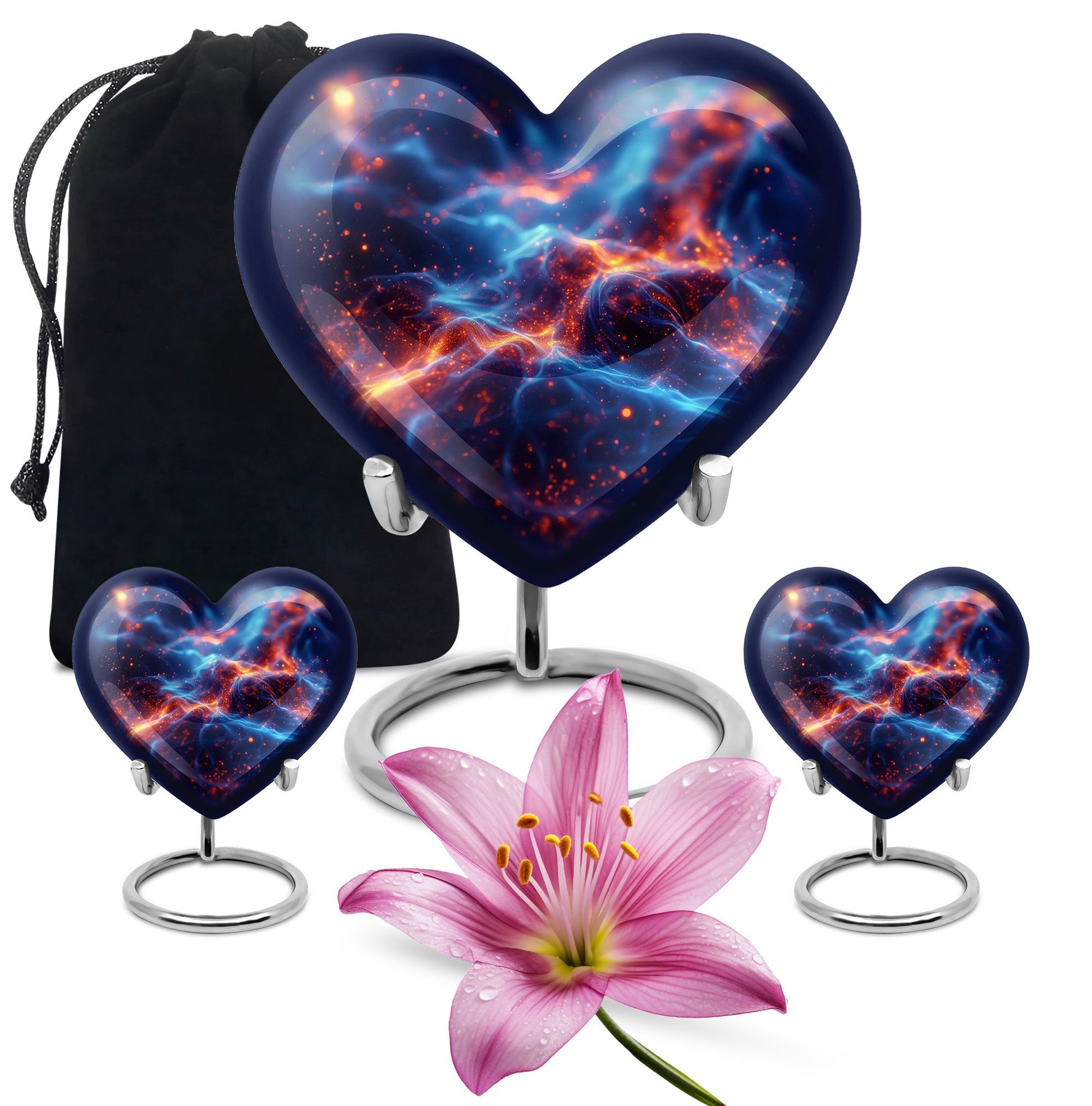 10-inch abstract heart design fire urn, handcrafted 