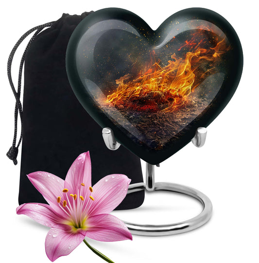 Heart-shaped fire urn for human ashes