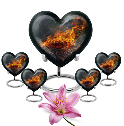 Heart-shaped fire urn for human ashes