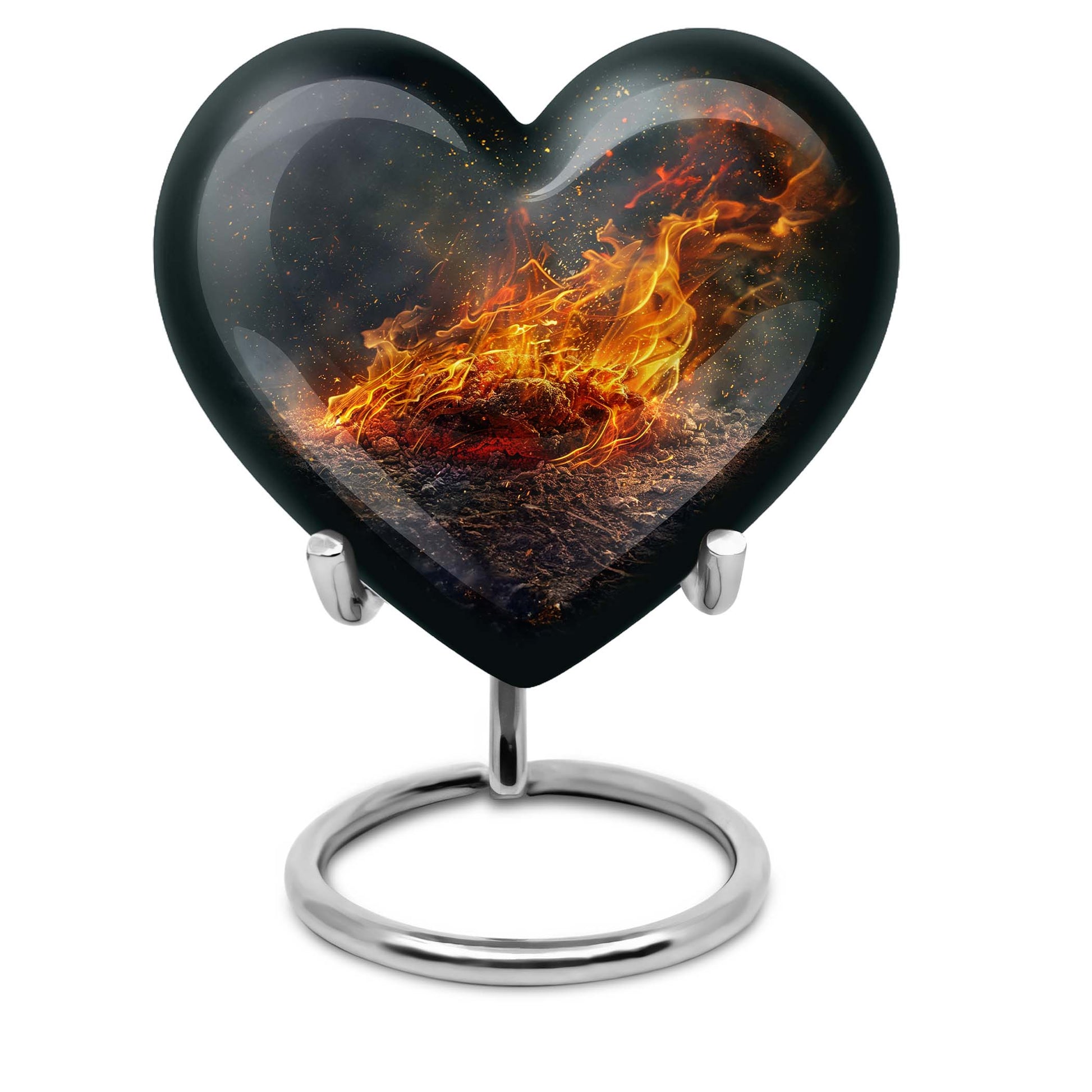 Heart-shaped fire urn for human ashes