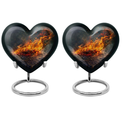 Heart-shaped fire urn for human ashes