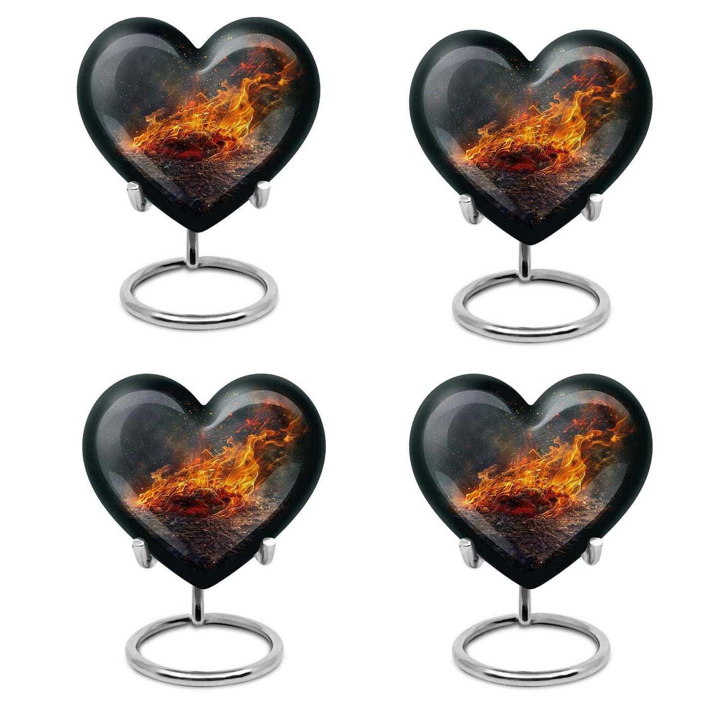 Heart-shaped fire urn for human ashes