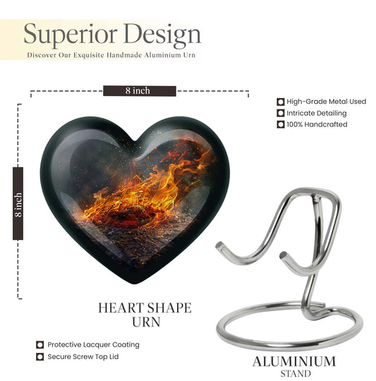 Heart-shaped fire urn for human ashes