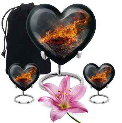 Heart-shaped fire urn for human ashes