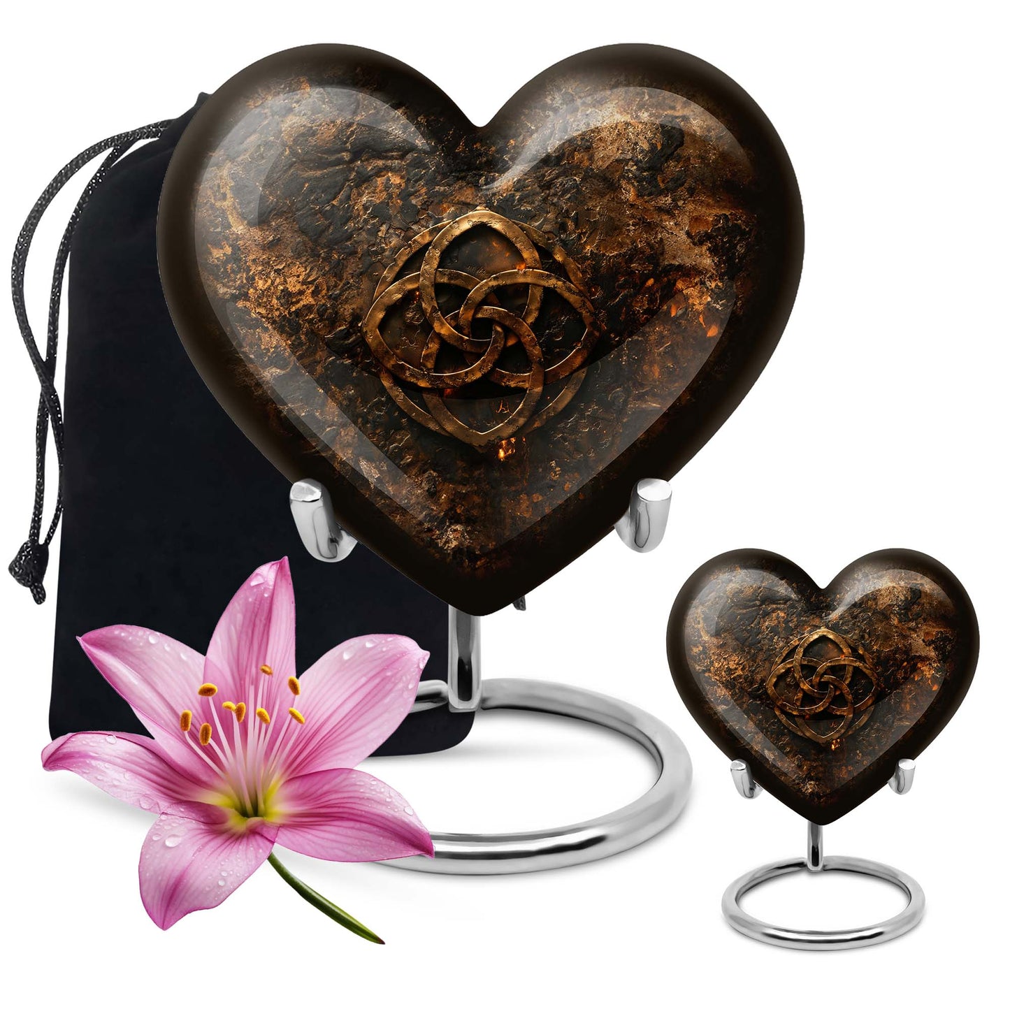 Heart shaped 10 inch Catholic Urn, large funeral