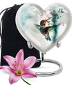 heart shaped humming bird urn for adult human ashes