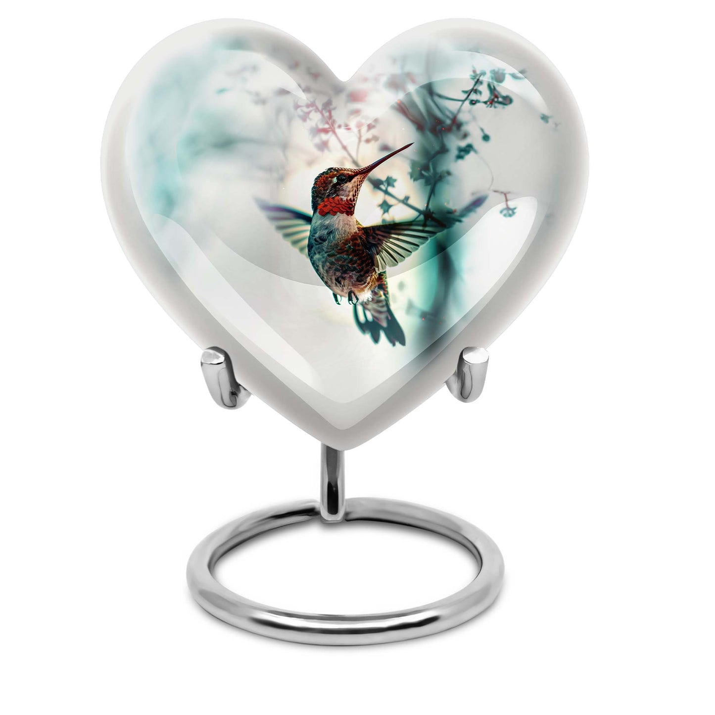 heart shaped humming bird urn for adult human ashes