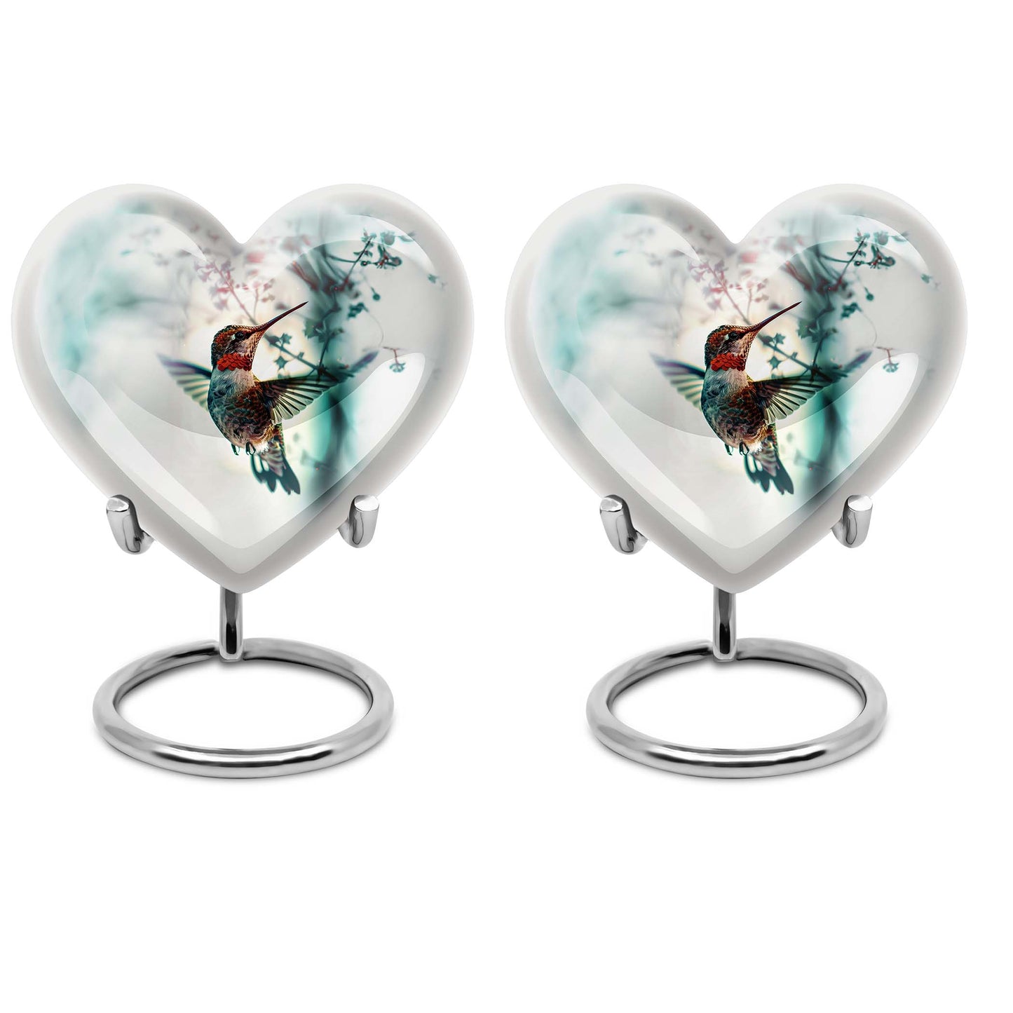 heart shaped humming bird urn for adult human ashes