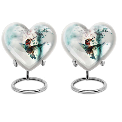 heart shaped humming bird urn for adult human ashes