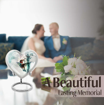 heart shaped humming bird urn for adult human ashes