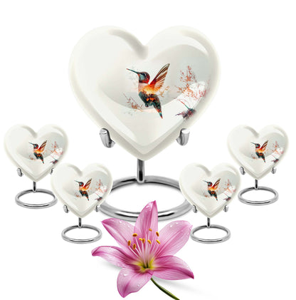 10-inch heart-shaped humming bird urn for adult 